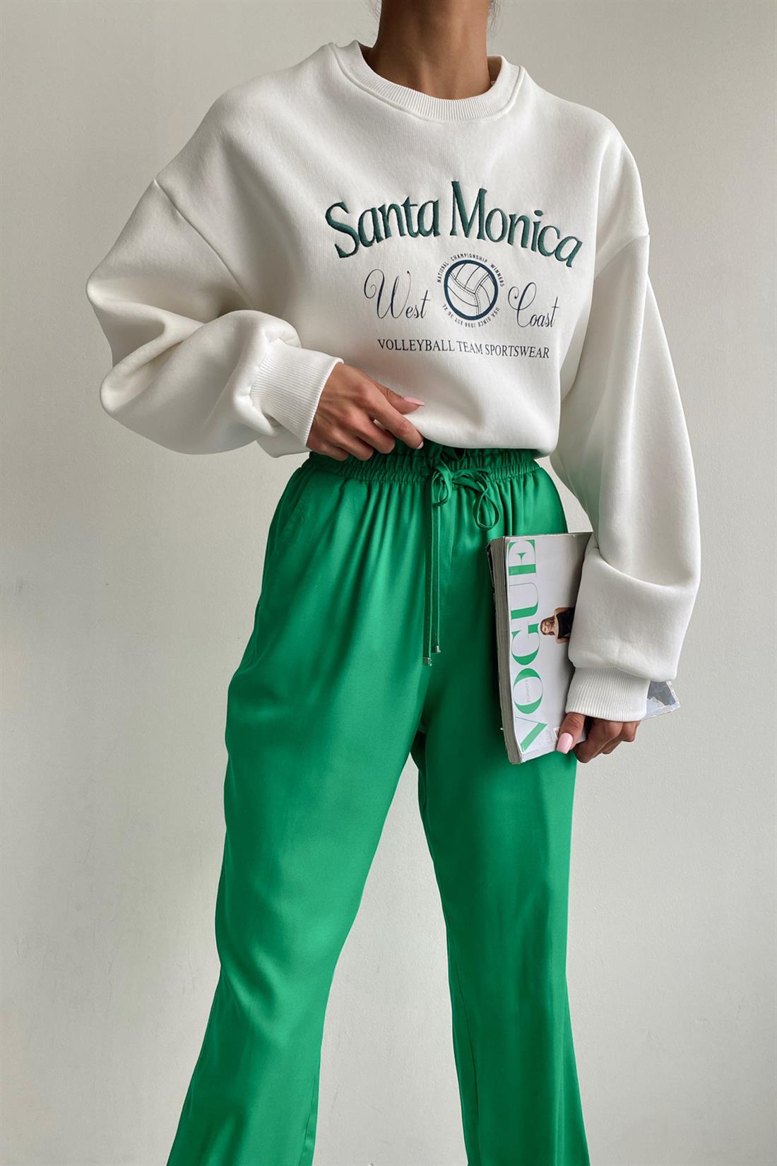 Santa Monıca Baskılı Sweatshırt EKRU