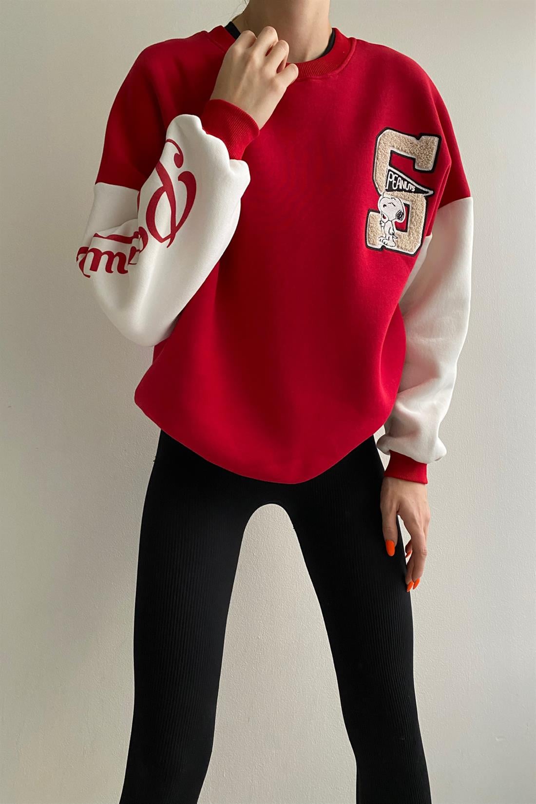 Snopy Baskılı Sweatshırt KIRMIZI