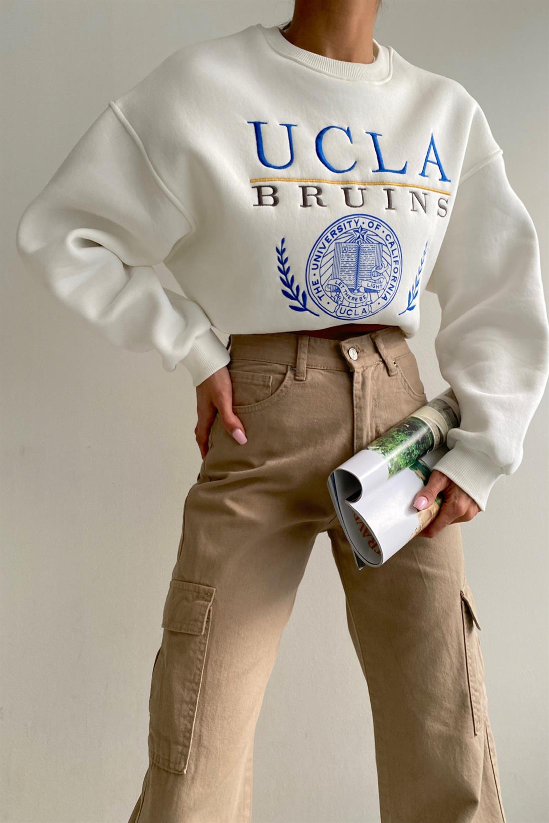 Ucla Baskılı Sweatshırt EKRU