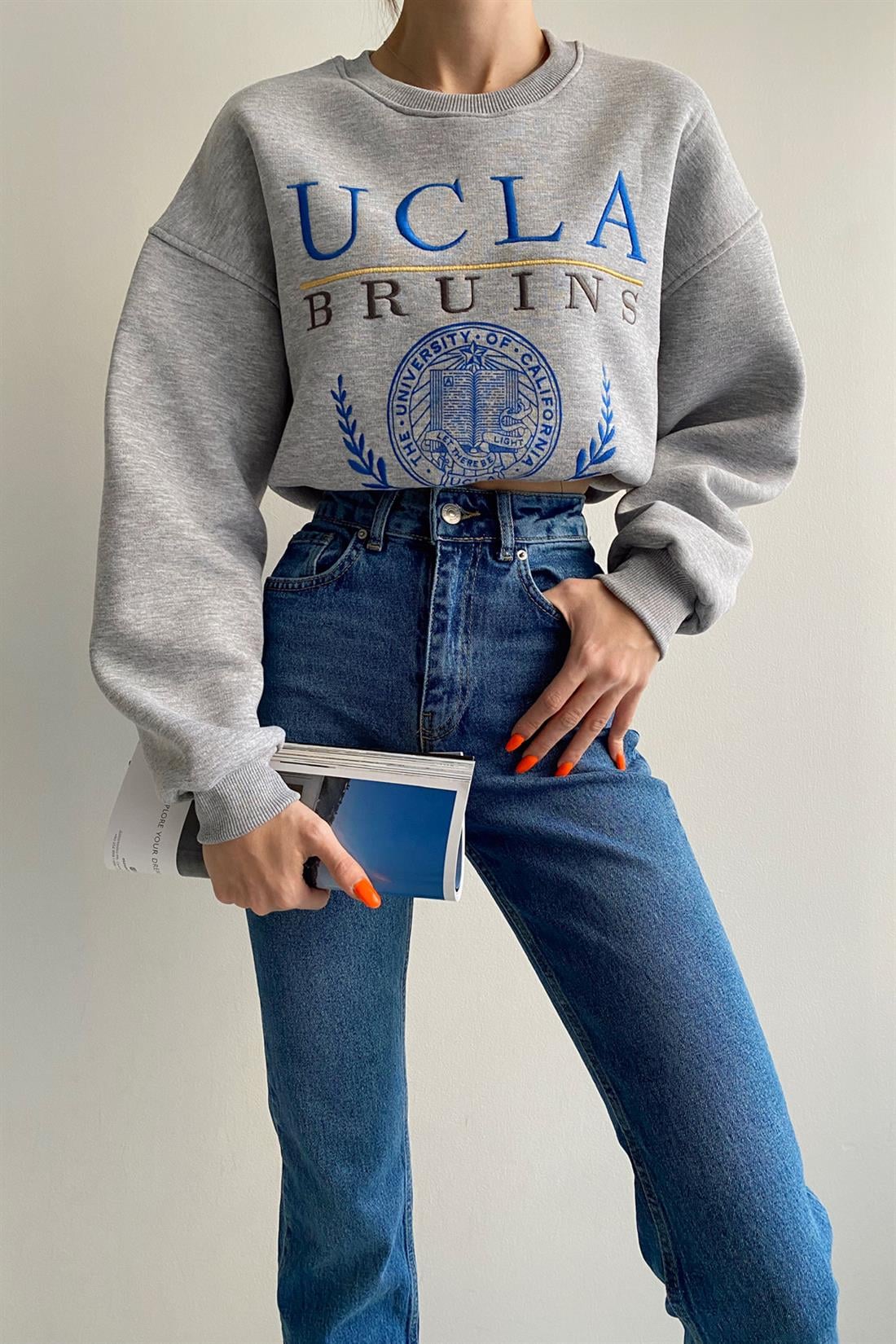 Ucla Baskılı Sweatshırt GRİ