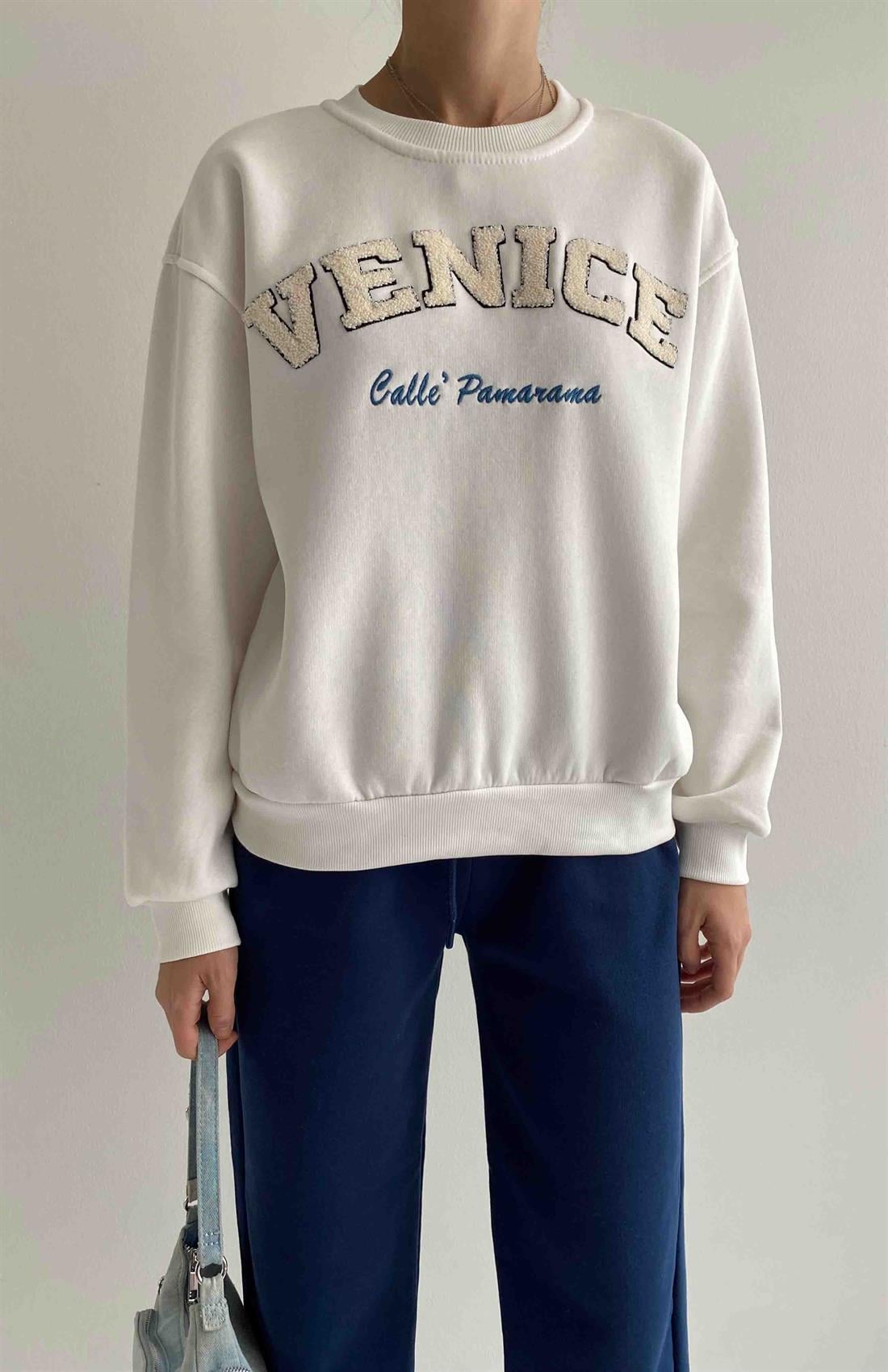 Venıce Baskılı Sweatshırt EKRU