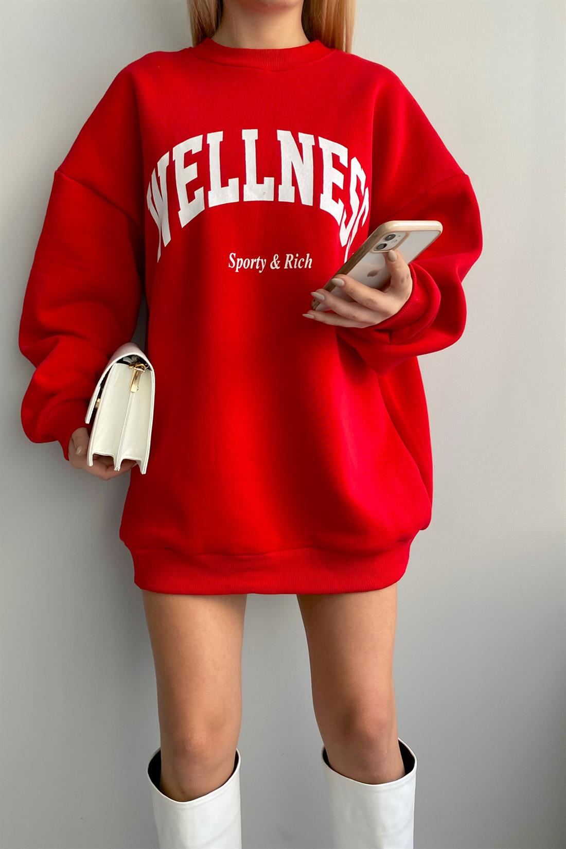 Wellness Baskılı Sweatshırt KIRMIZI