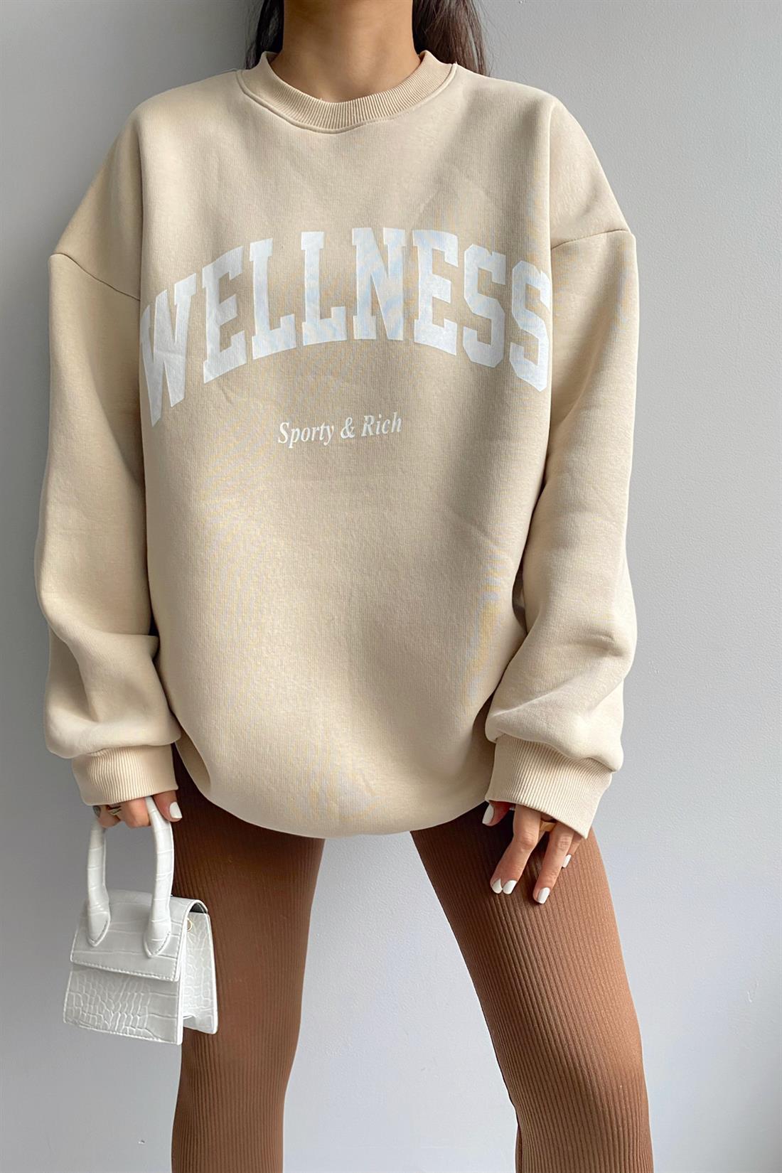 Wellness Baskılı Sweatshırt TAŞ