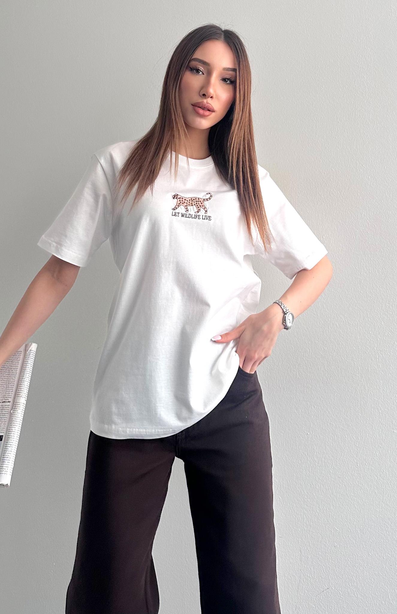 Baskı Detaylı Tshırt EKRU