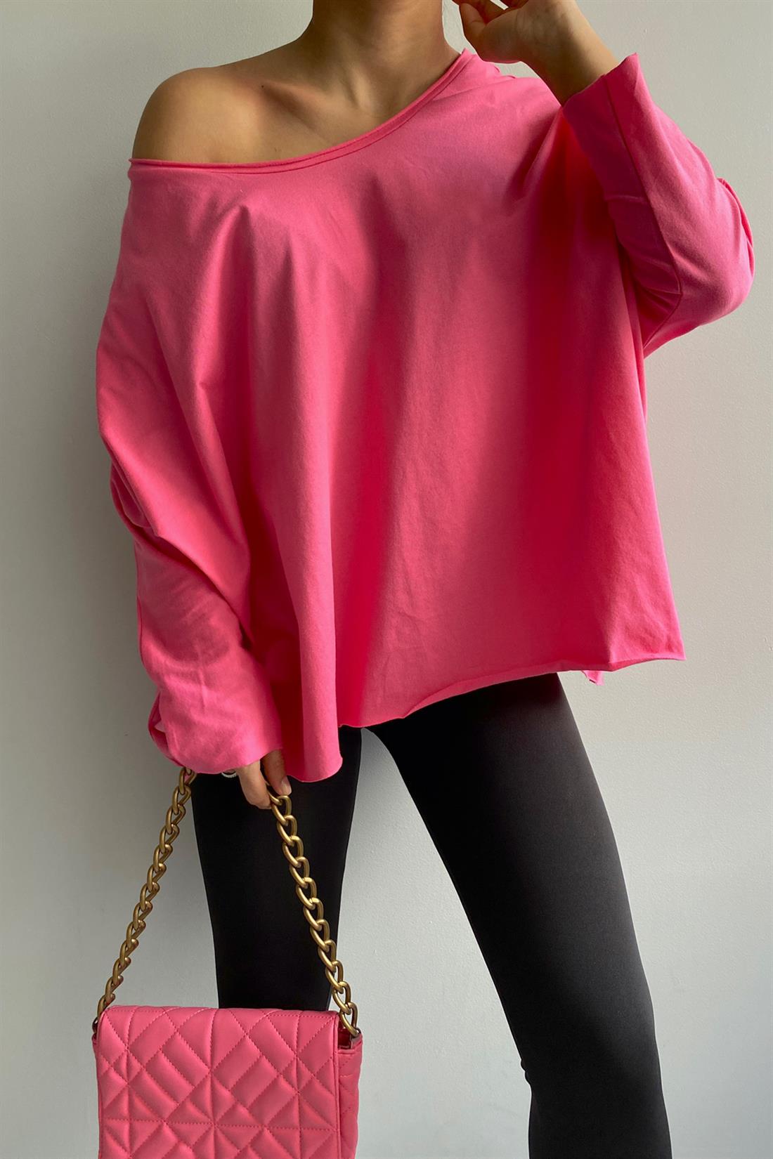 Düşük Oversize Tshırt PEMBE
