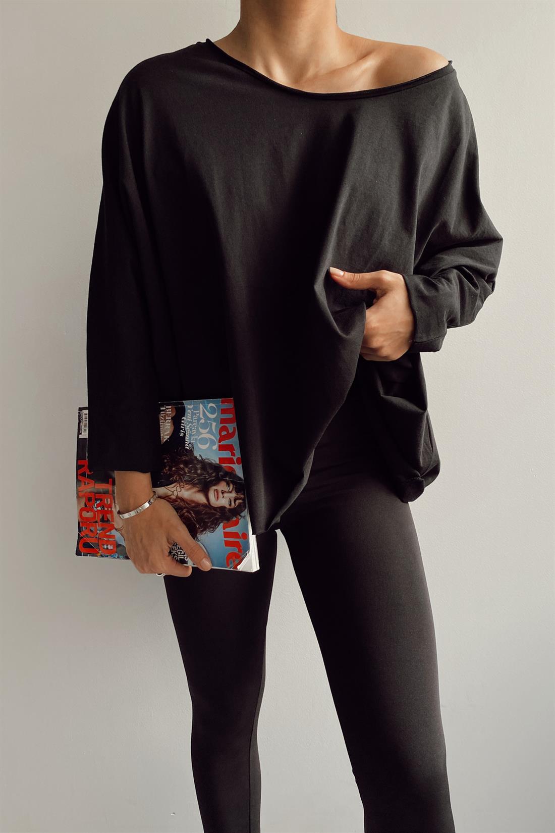 Düşük Oversize Tshırt SİYAH