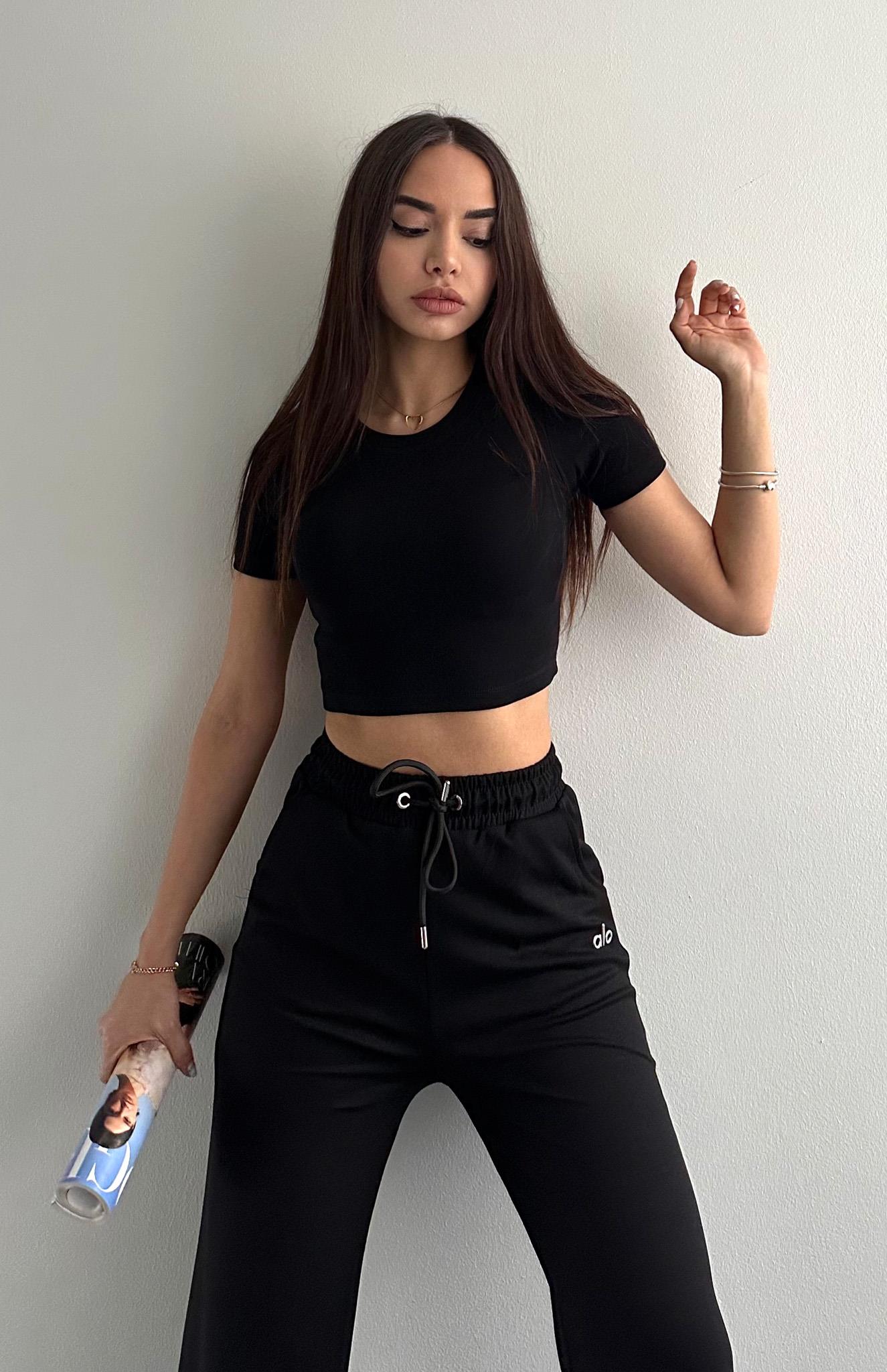 Düz Crop Tshırt SİYAH