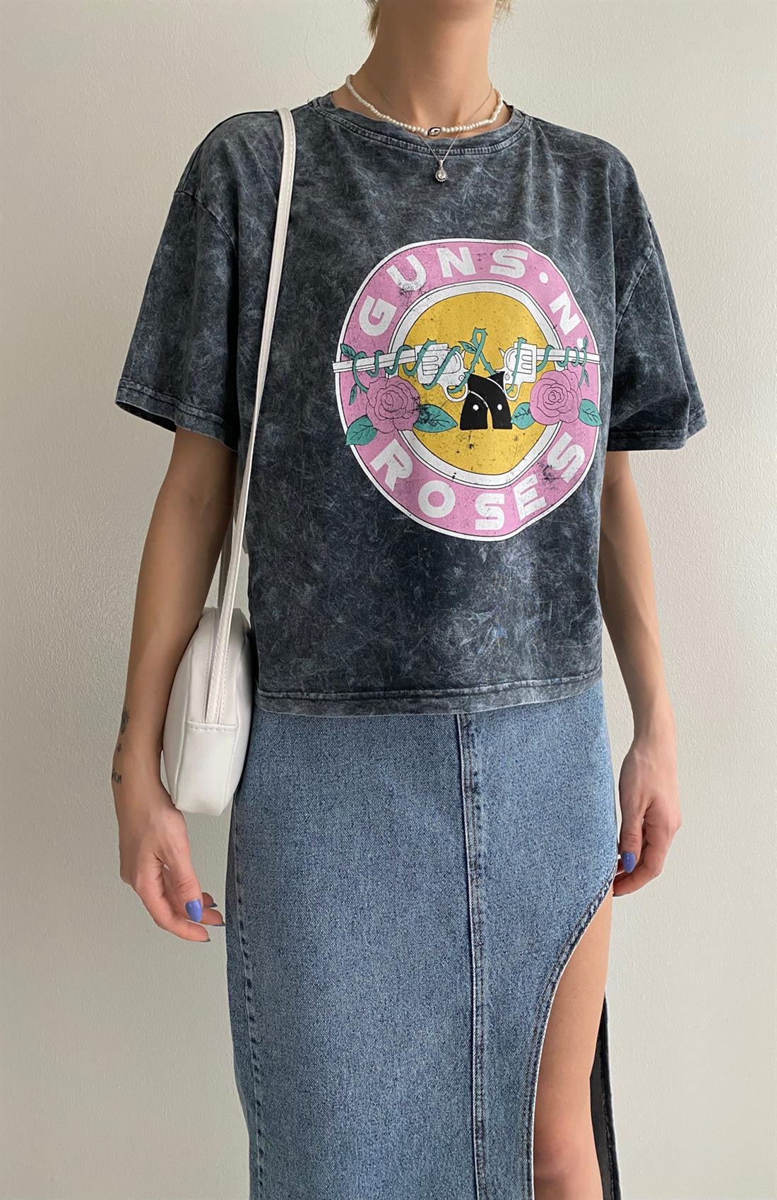 Guns Roses Baskılı Tshırt FÜME