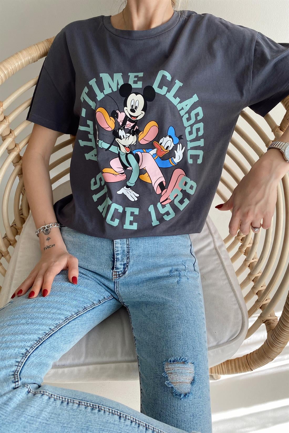 Mickey Baskılı Tshırt ANTRASİT