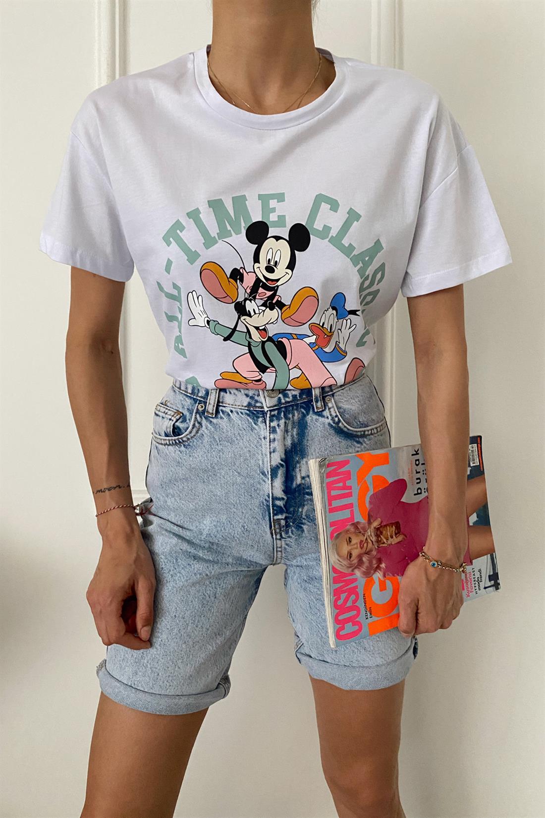 Mickey Baskılı Tshırt BEYAZ
