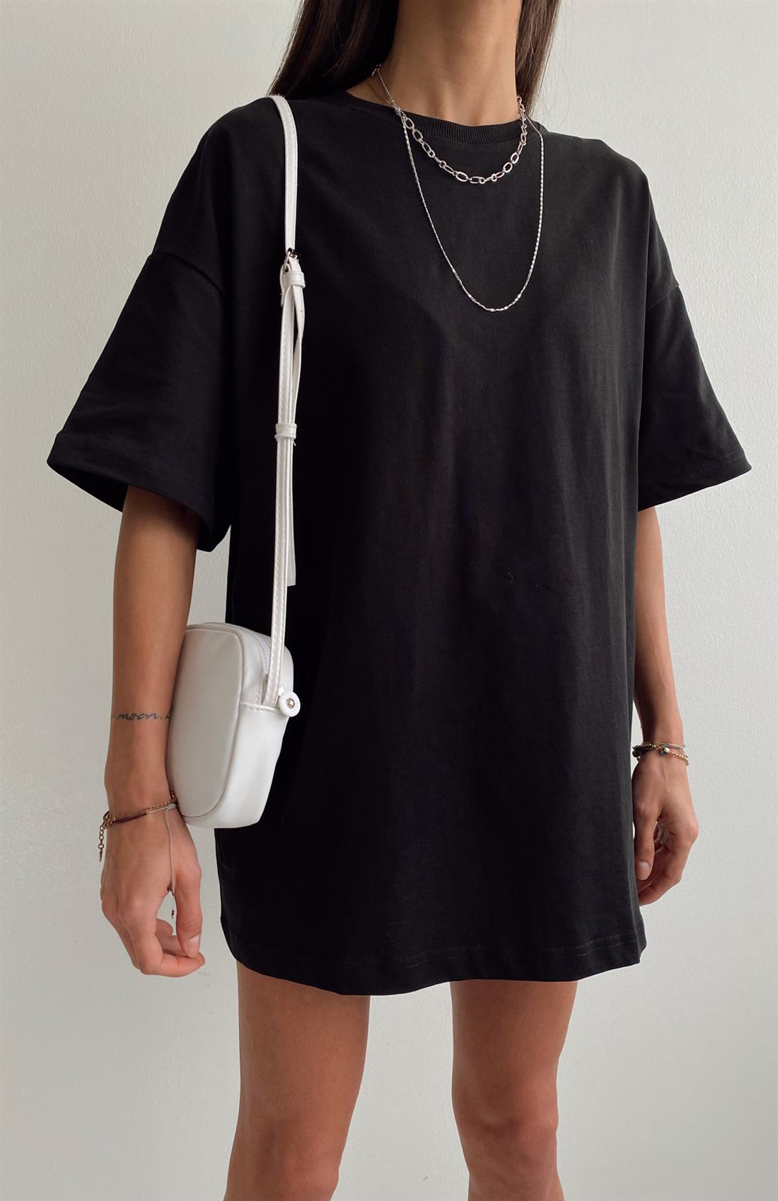 Pamuklu Oversize Tshırt SİYAH