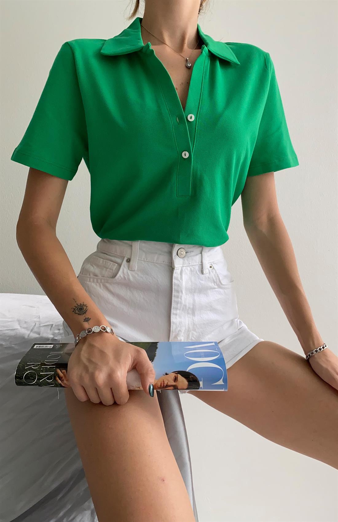 Polo Yaka Tshırt BENETTON YEŞİLİ