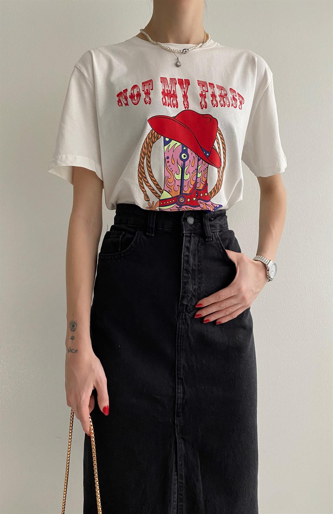 Rodeo Baskı Tshırt EKRU