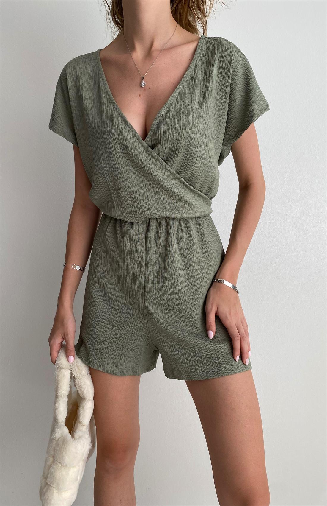 Kruvaze Kısa Tulum HAKİ