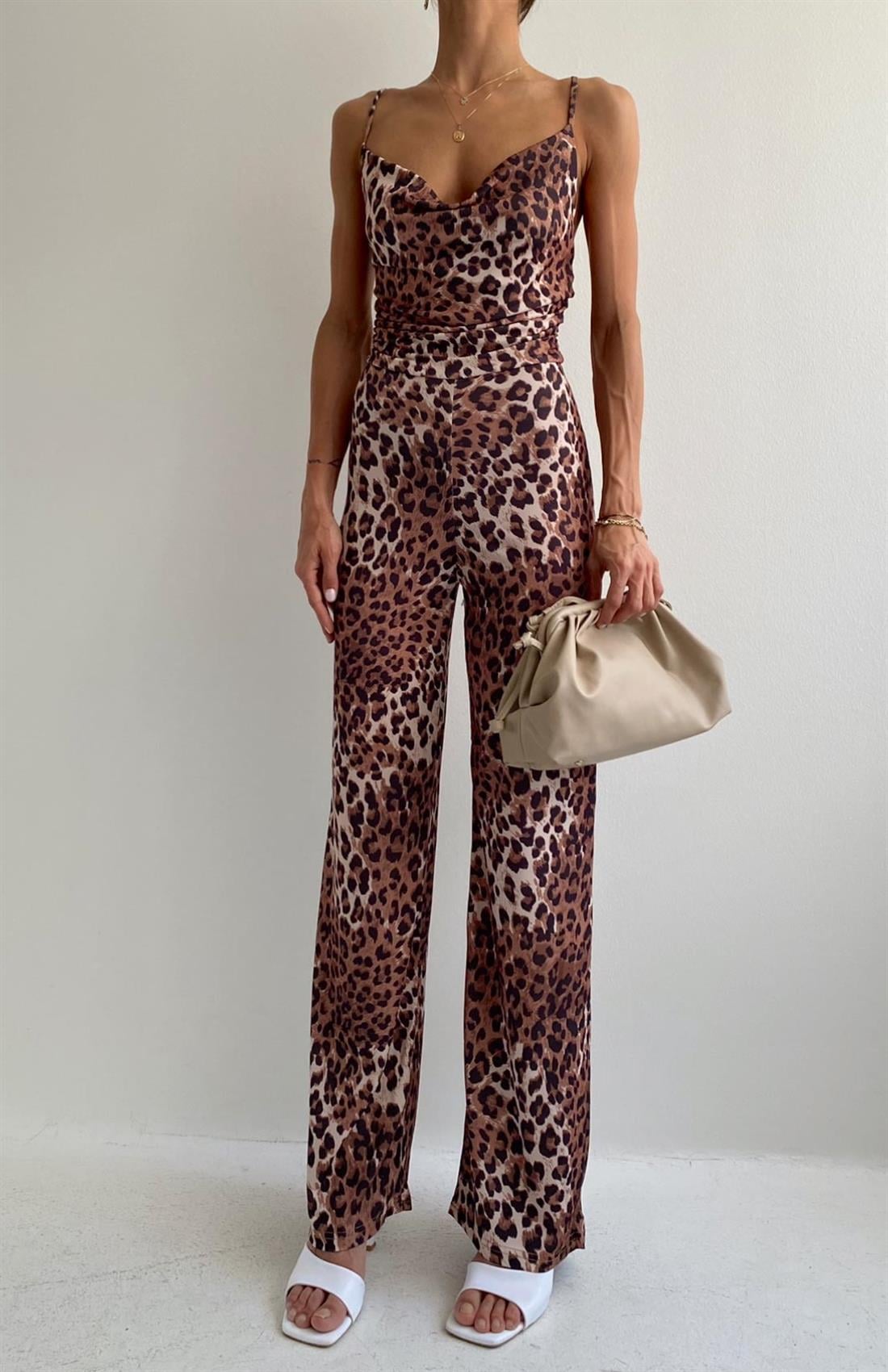 Leopar Desenli Tulum KAHVERENGİ
