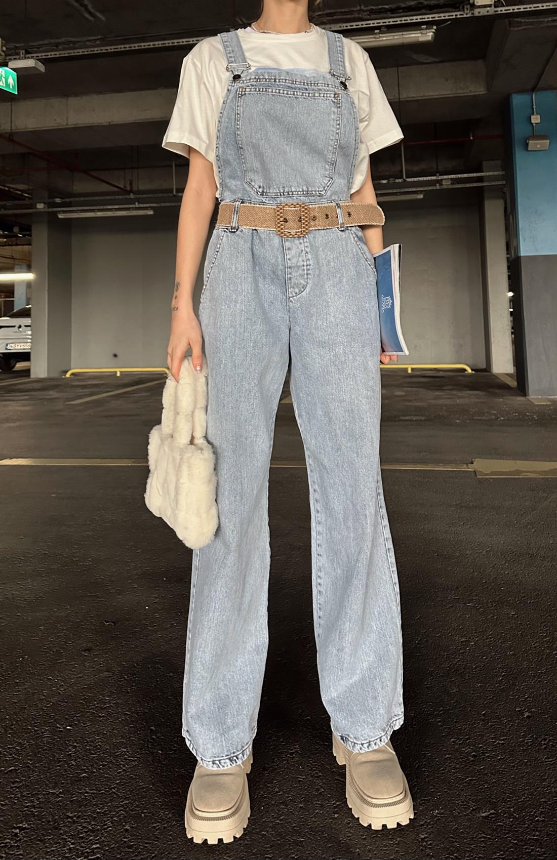 Salaş Denim Salopet Tulum MAVİ