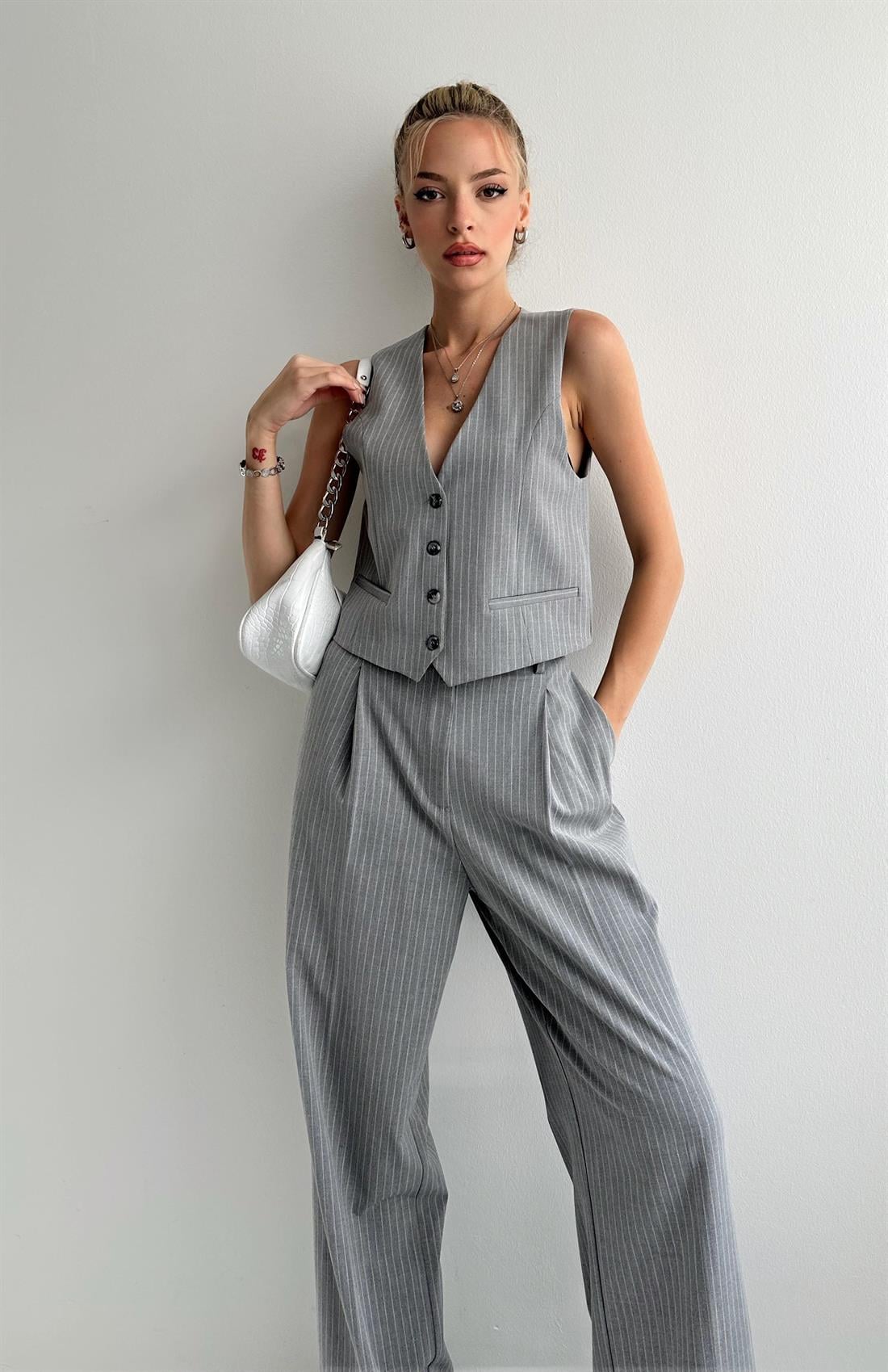 Düğmeli Yelek GRİ