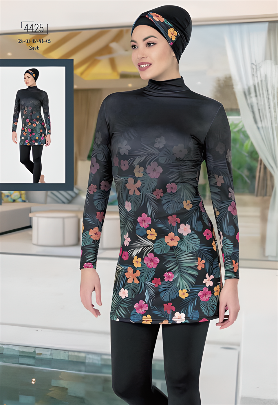 Ladytes Desenli Tesettür Mayo 4425