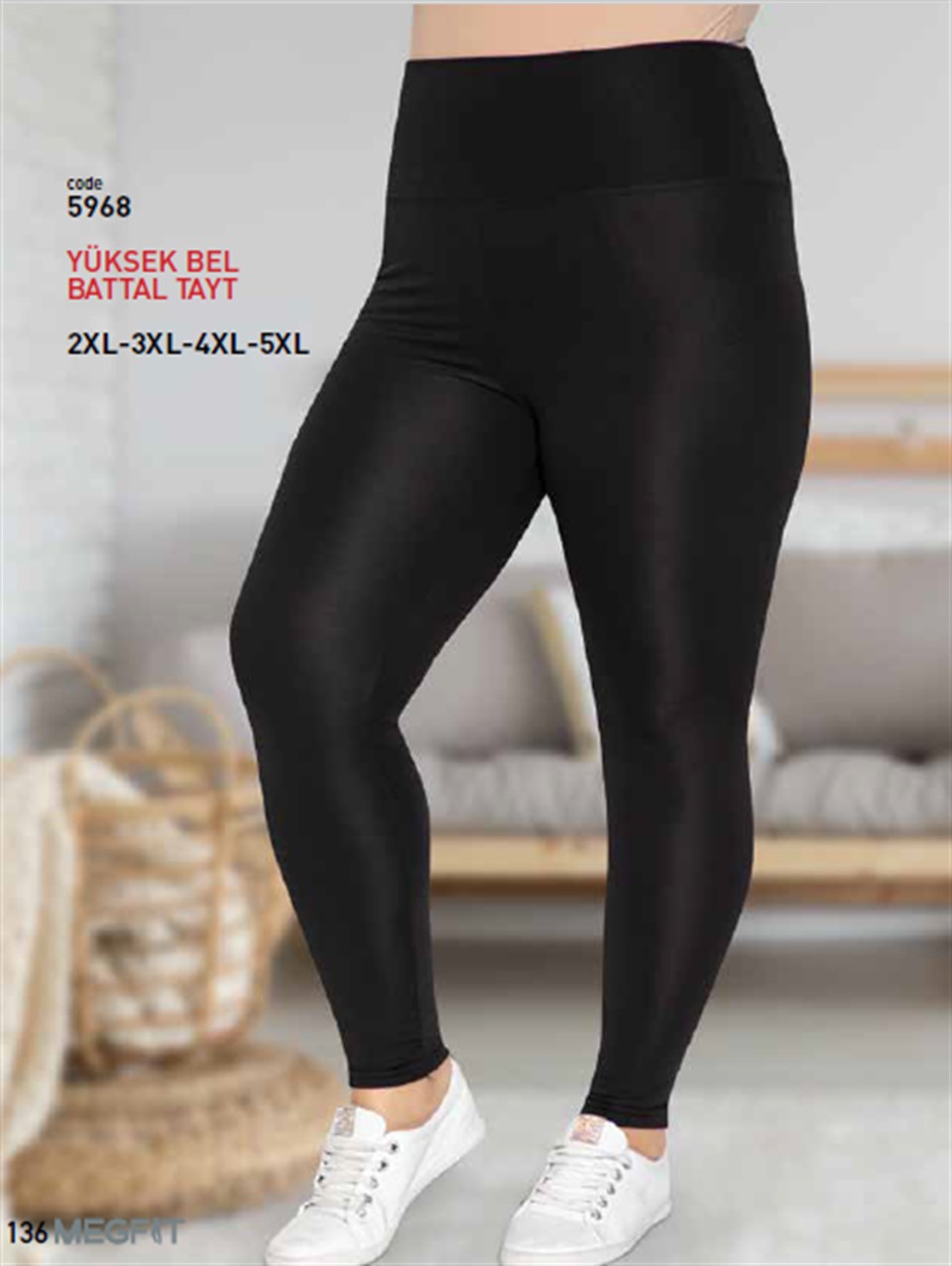 Megfit 5968 Yüksek Bel Battal Tayt