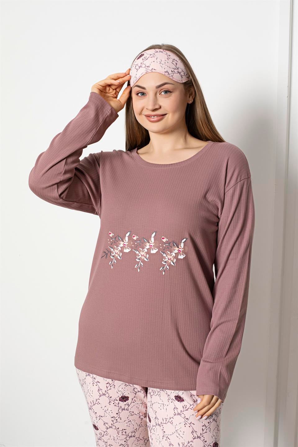 Tekten1820 Kadın Uzun Kollu Pijama Takımı