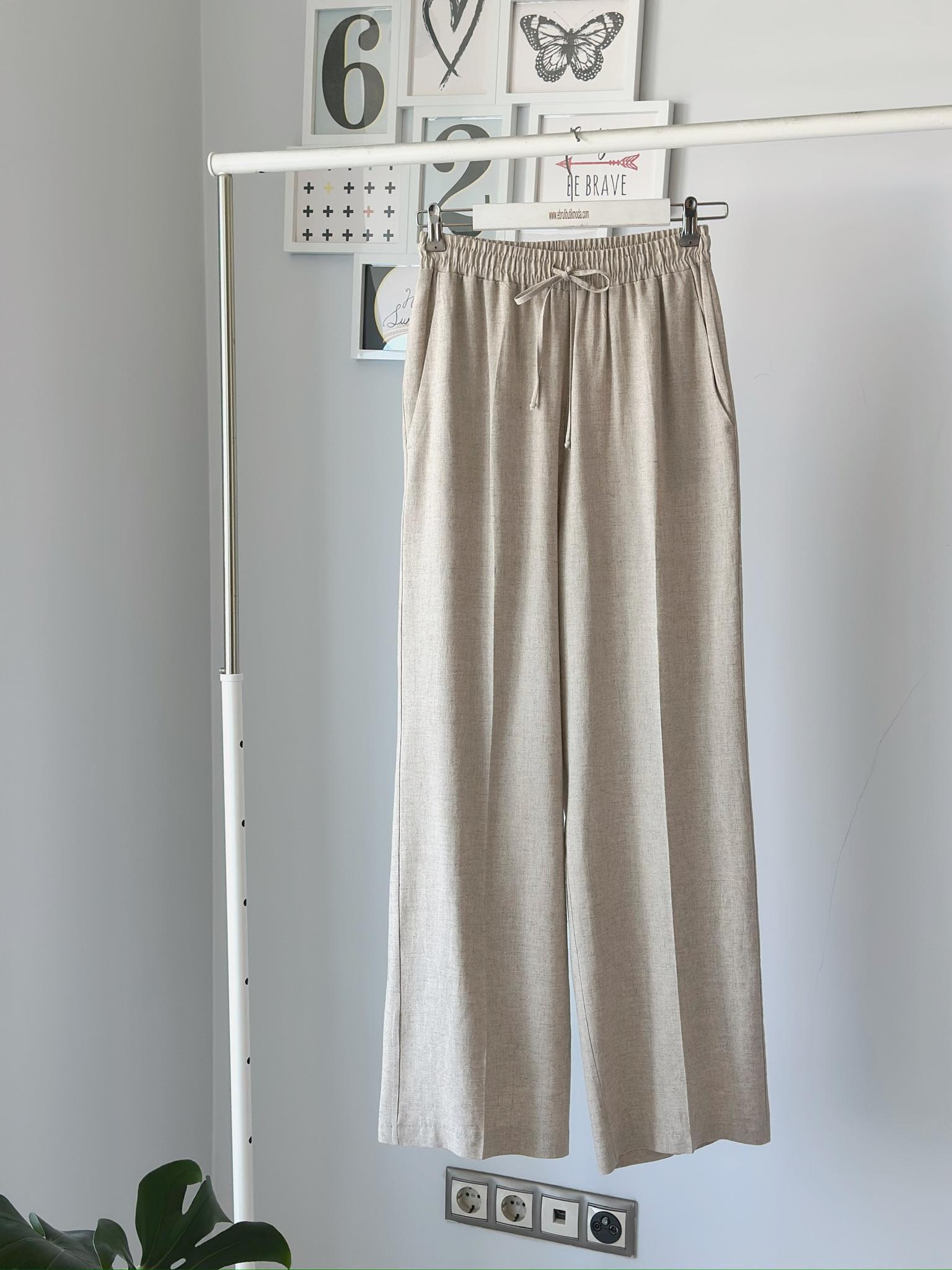 BAĞCIKLI KETEN PANTOLON