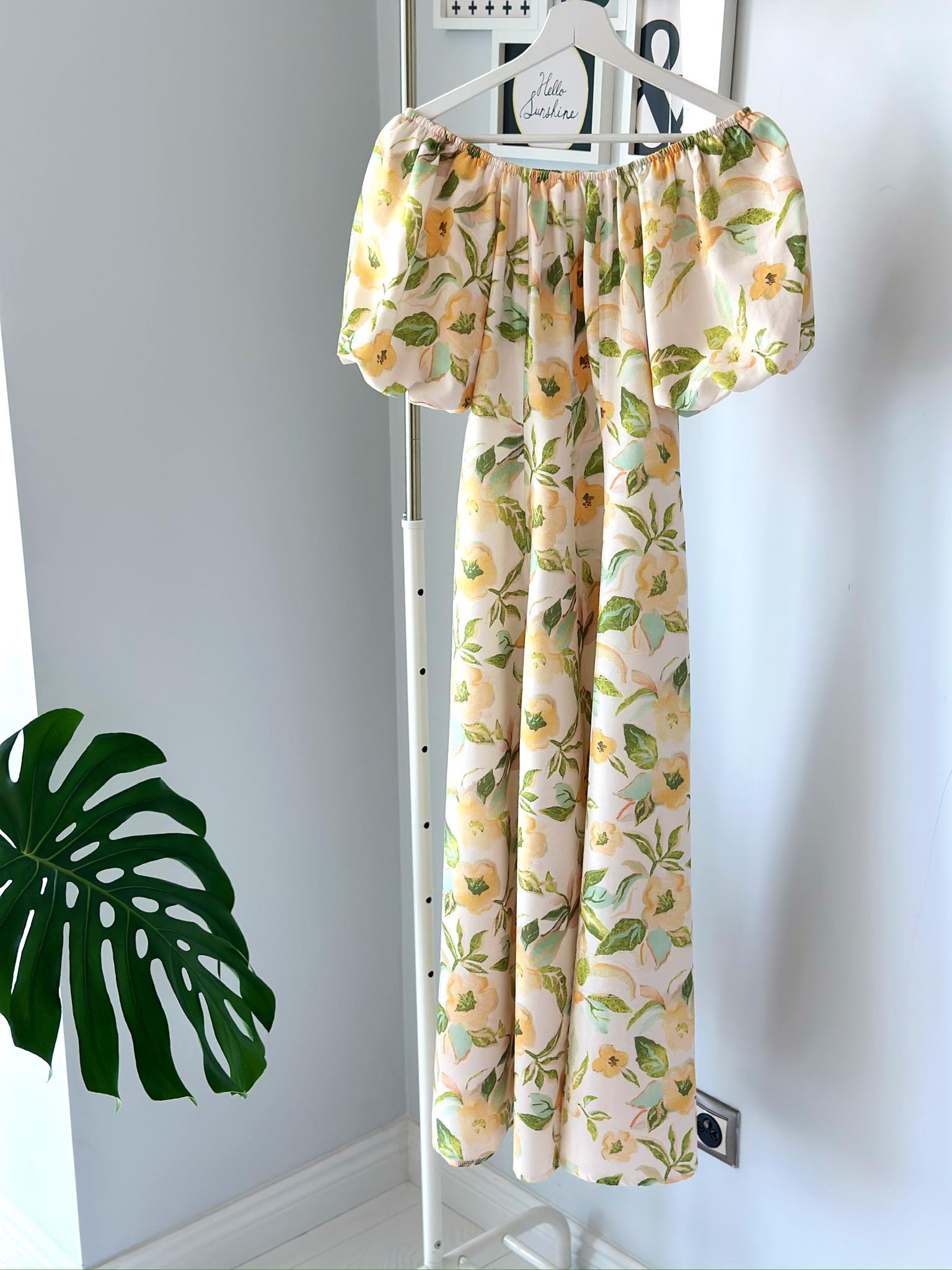 DESENLİ BALON KOLLU ELBİSE