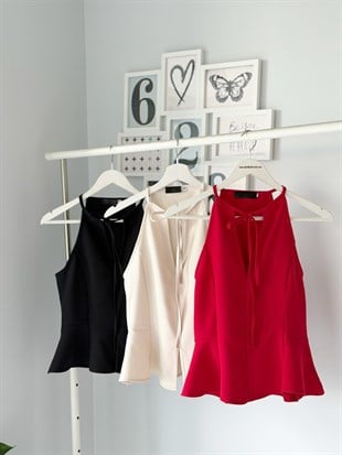 BAĞCIKLI PEPLUM BLUZ