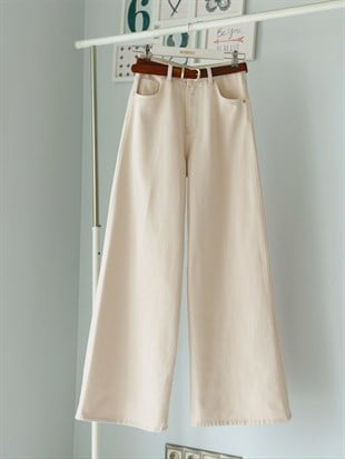BEIGE WİDE LEG JEAN