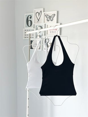 BOYUNDAN GEÇME HALTER YAKA BLUZ