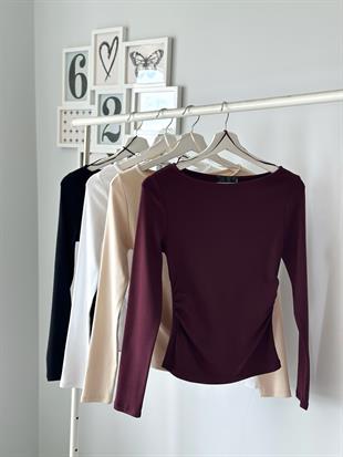 BÜZGÜLÜ KAYIK YAKA BLUZ