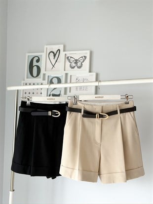 DUBLE PAÇA KEMERLİ ŞORT