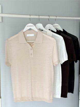 İPEK KARIŞIMLI POLO YAKA BLUZ