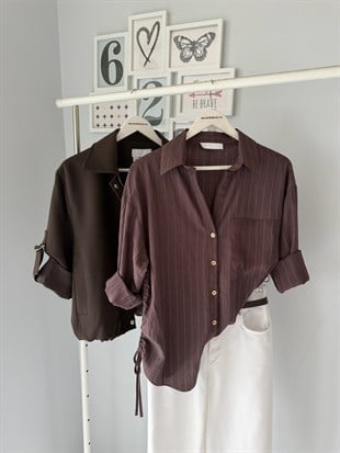 KAHVERENGİ ÇİZGİLİ GÖMLEK