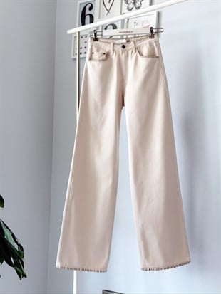 KONTRAST DİKİŞLİ WIDE LEG JEAN