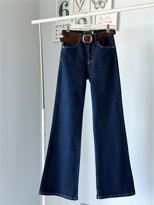 KOYU RENK KEMERLİ PUSH UP JEAN