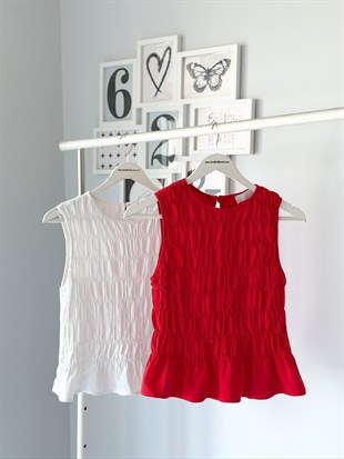 PAMUK KETEN GİPELİ BLUZ