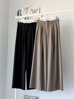 PİLE DETAY GENİŞ PAÇA PANTOLON