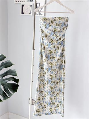 STRAPLEZ FLORAL ELBİSE