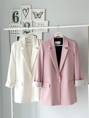 TEK DÜĞME BEYAZ BLAZER CEKET
