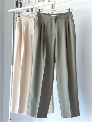 TENCEL BELİ DÜĞME AYARLI PANTOLON