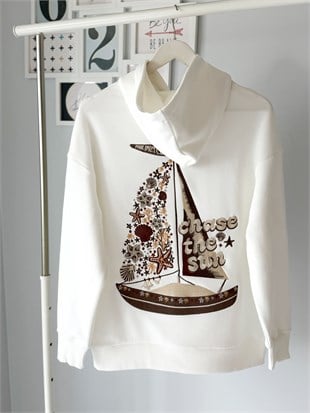 YELKEN NAKIŞLI SWEATSHIRT