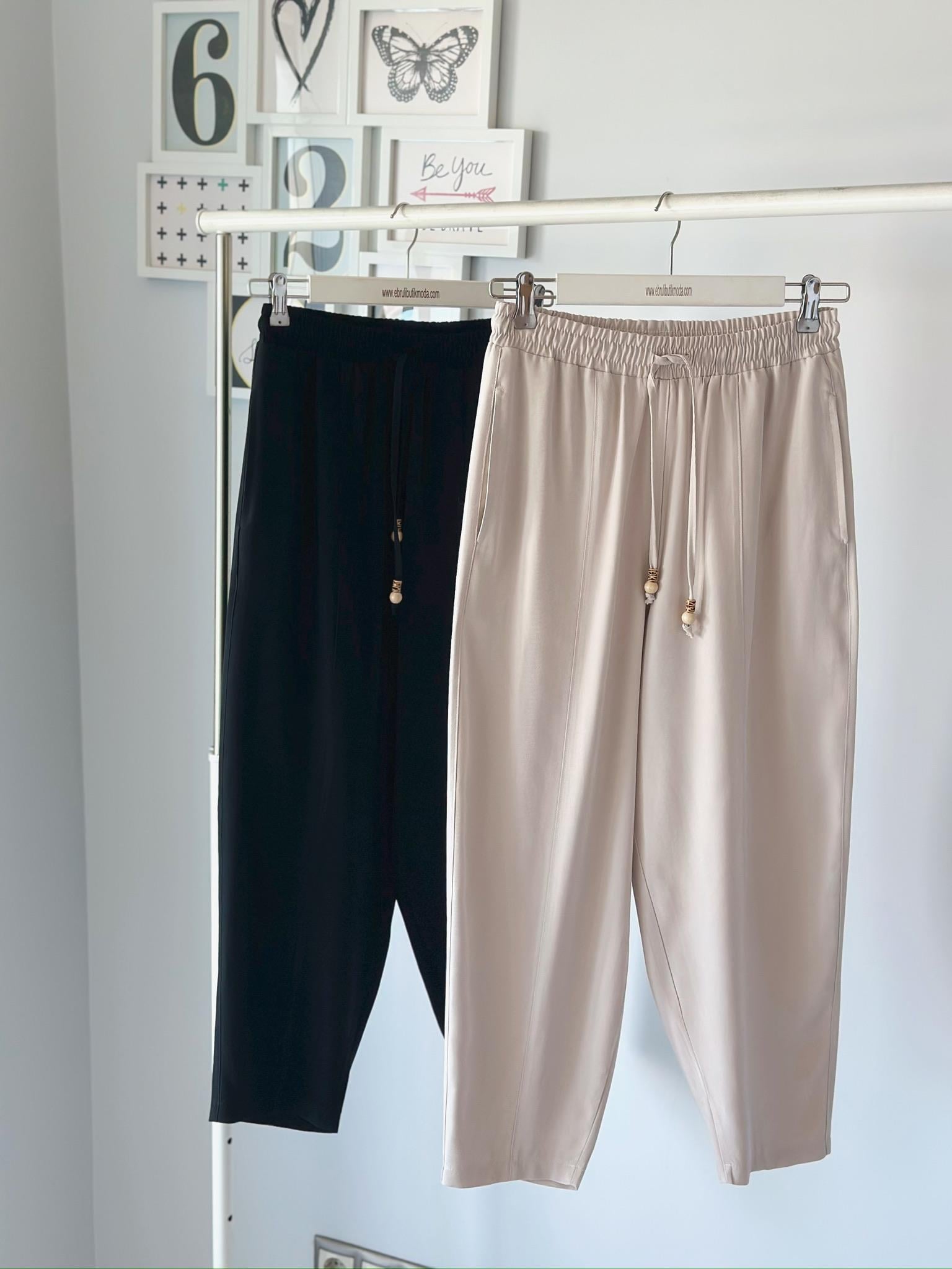 AHŞAP BONCUKLU TENSEL PANTOLON