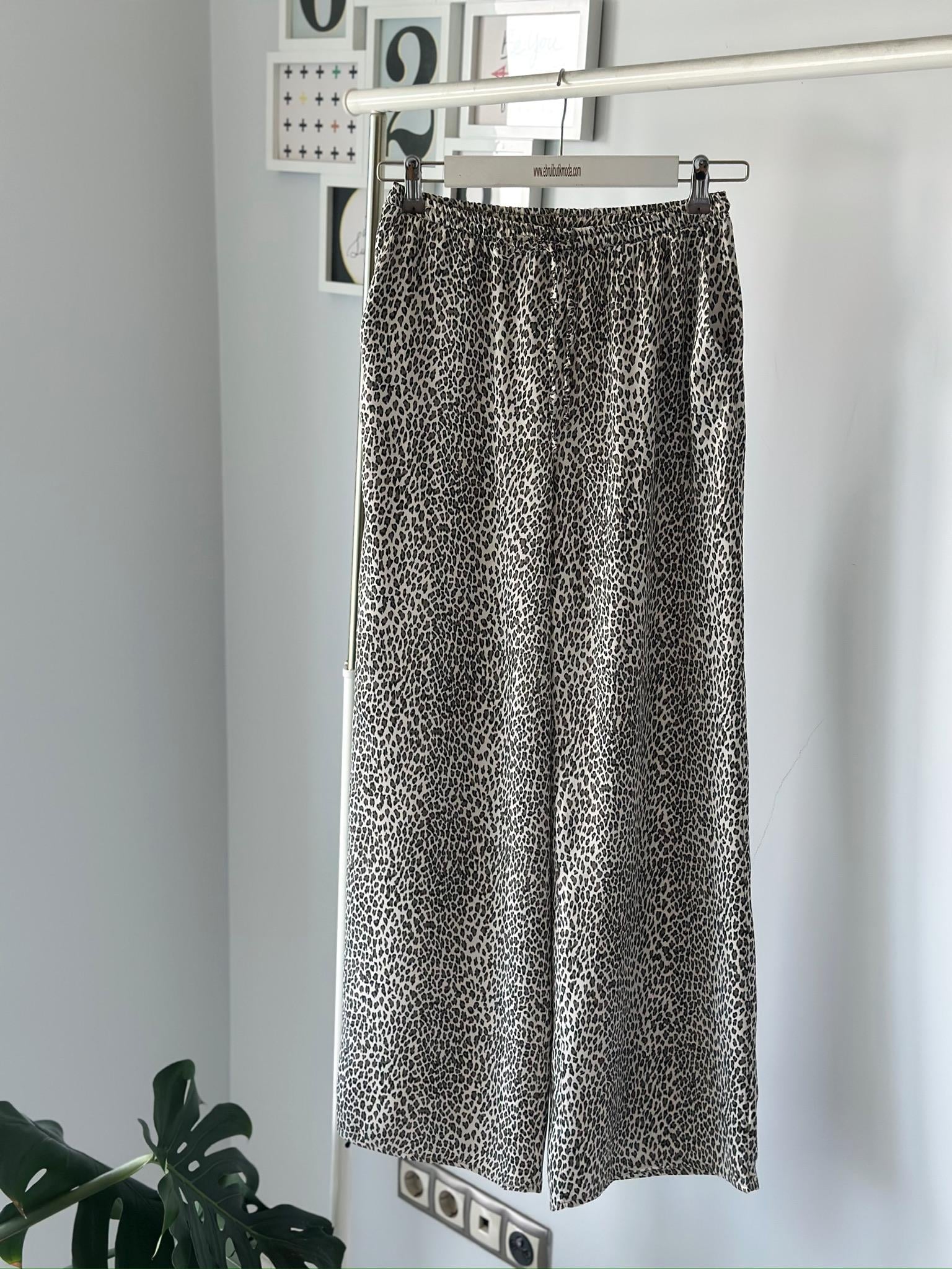 ANIMAL PRINT SATEN PANTOLON