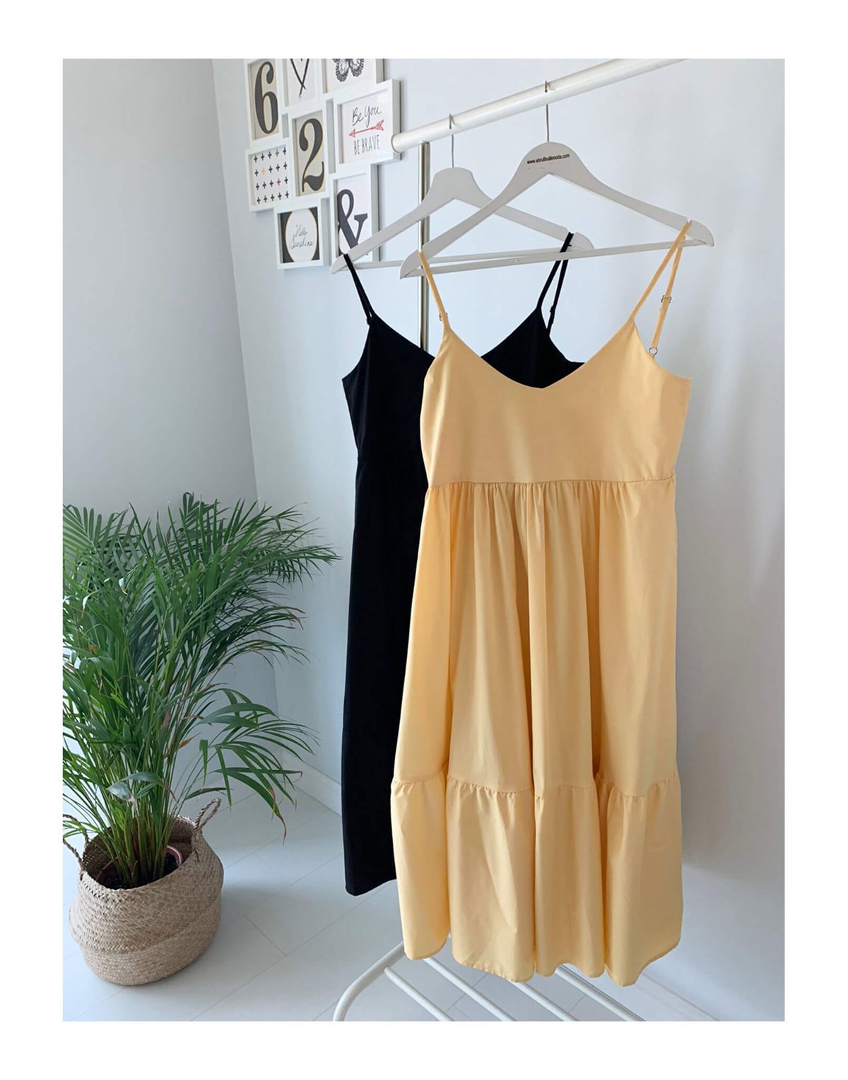 AYARLI ASKILI POPLİN ELBİSE