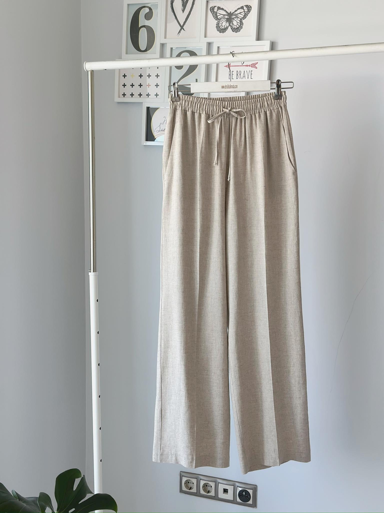 BAĞCIKLI KETEN PANTOLON