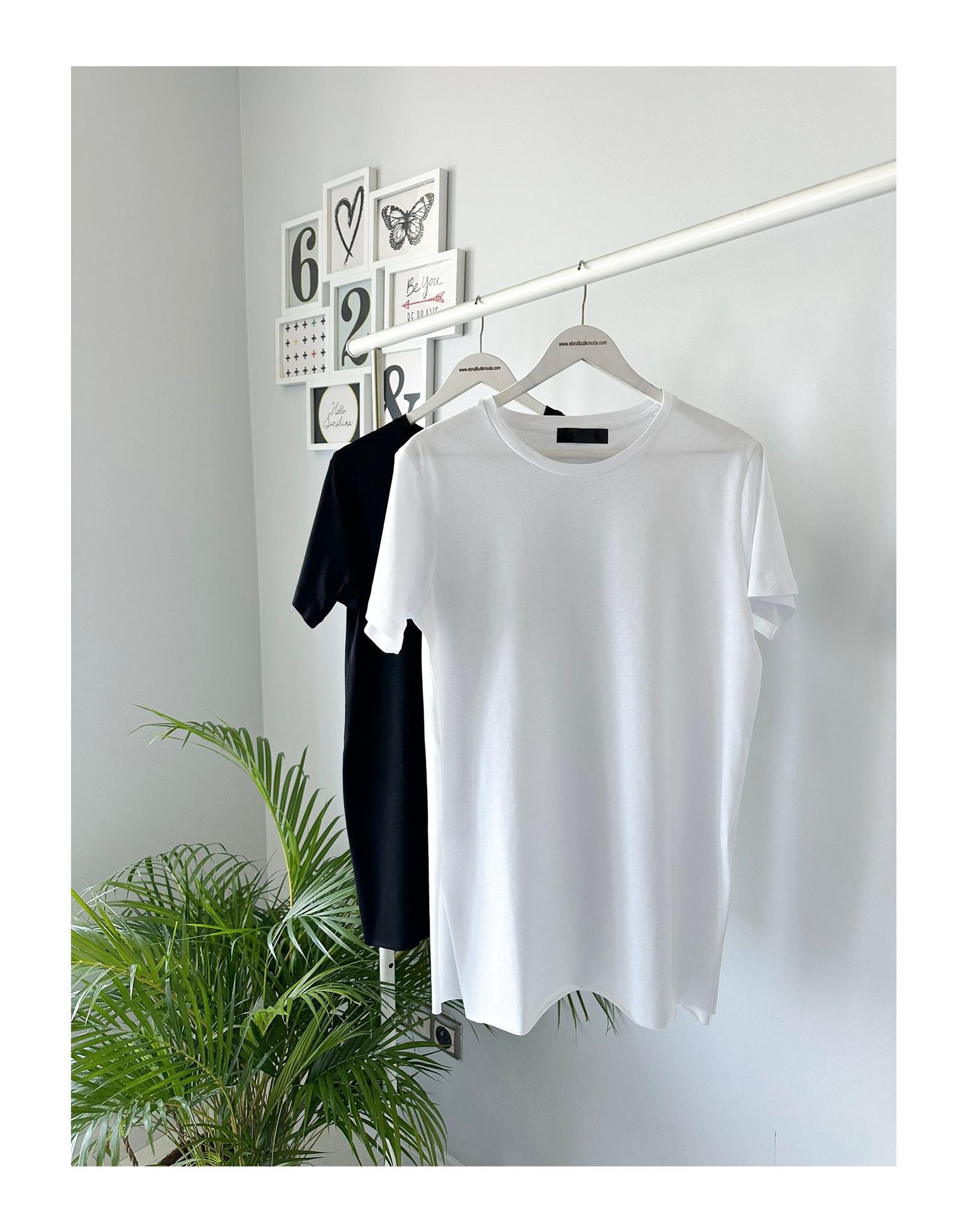 BİSİKLET YAKA YANLARI YIRTMAÇLI TSHIRT