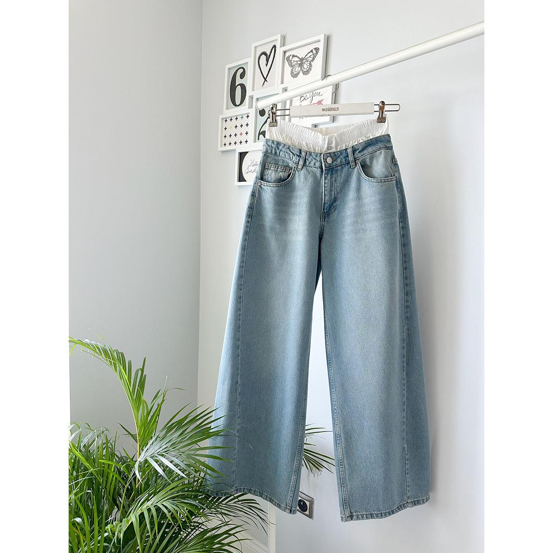 BOXER DETAYLI GENİŞ PAÇA JEAN