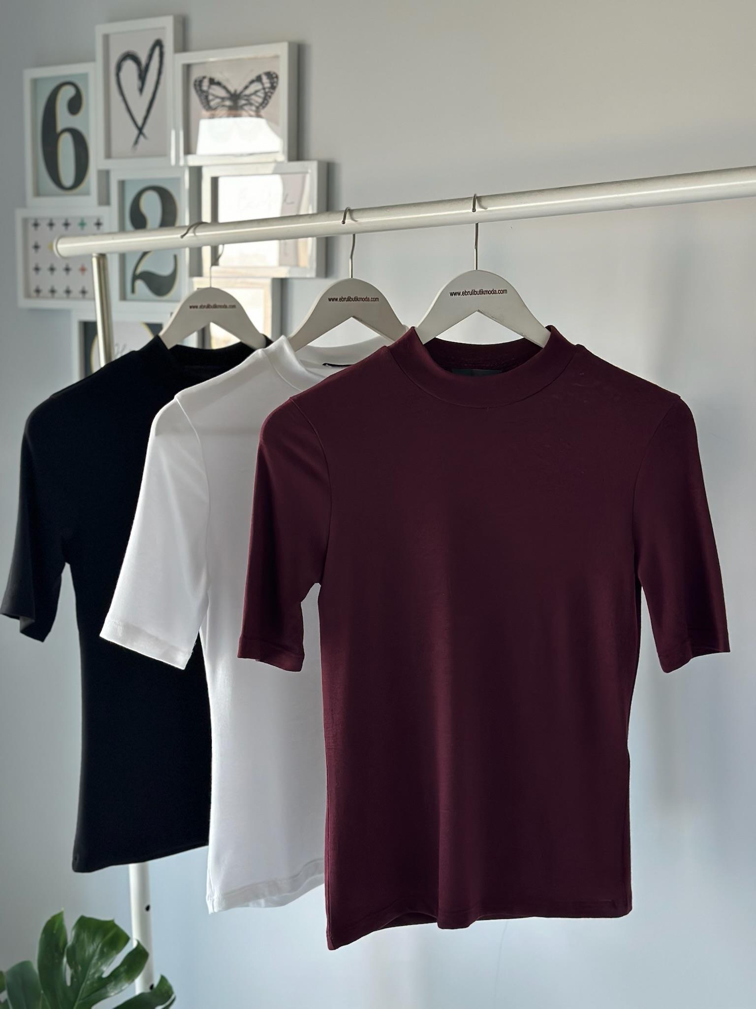 DİK YAKA YARIM KOL BLUZ