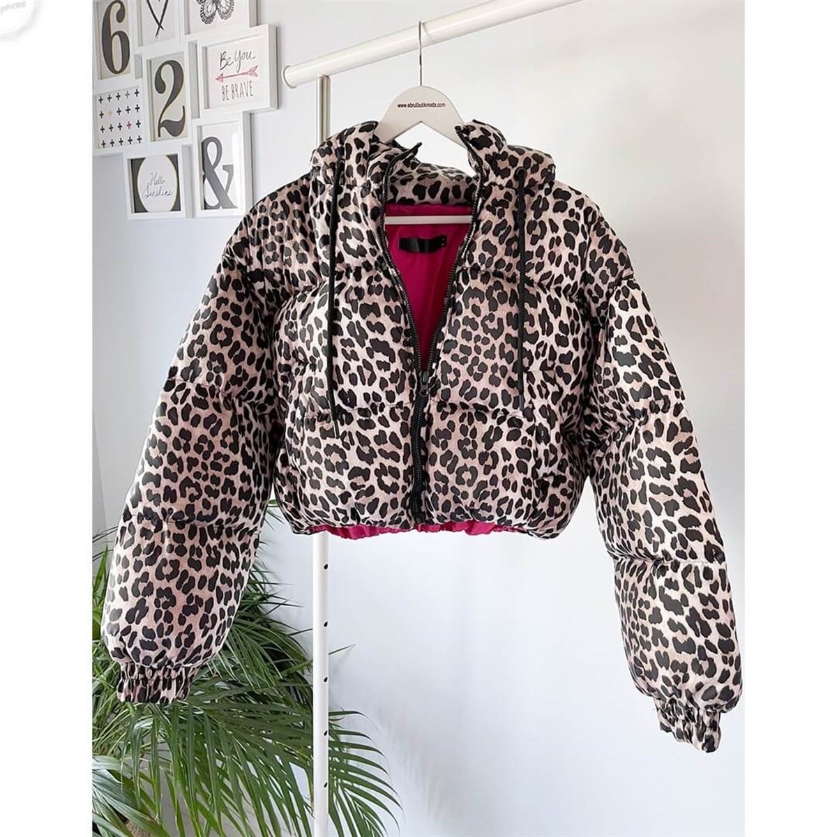 FUŞYA ASTARLI LEOPAR KABAN