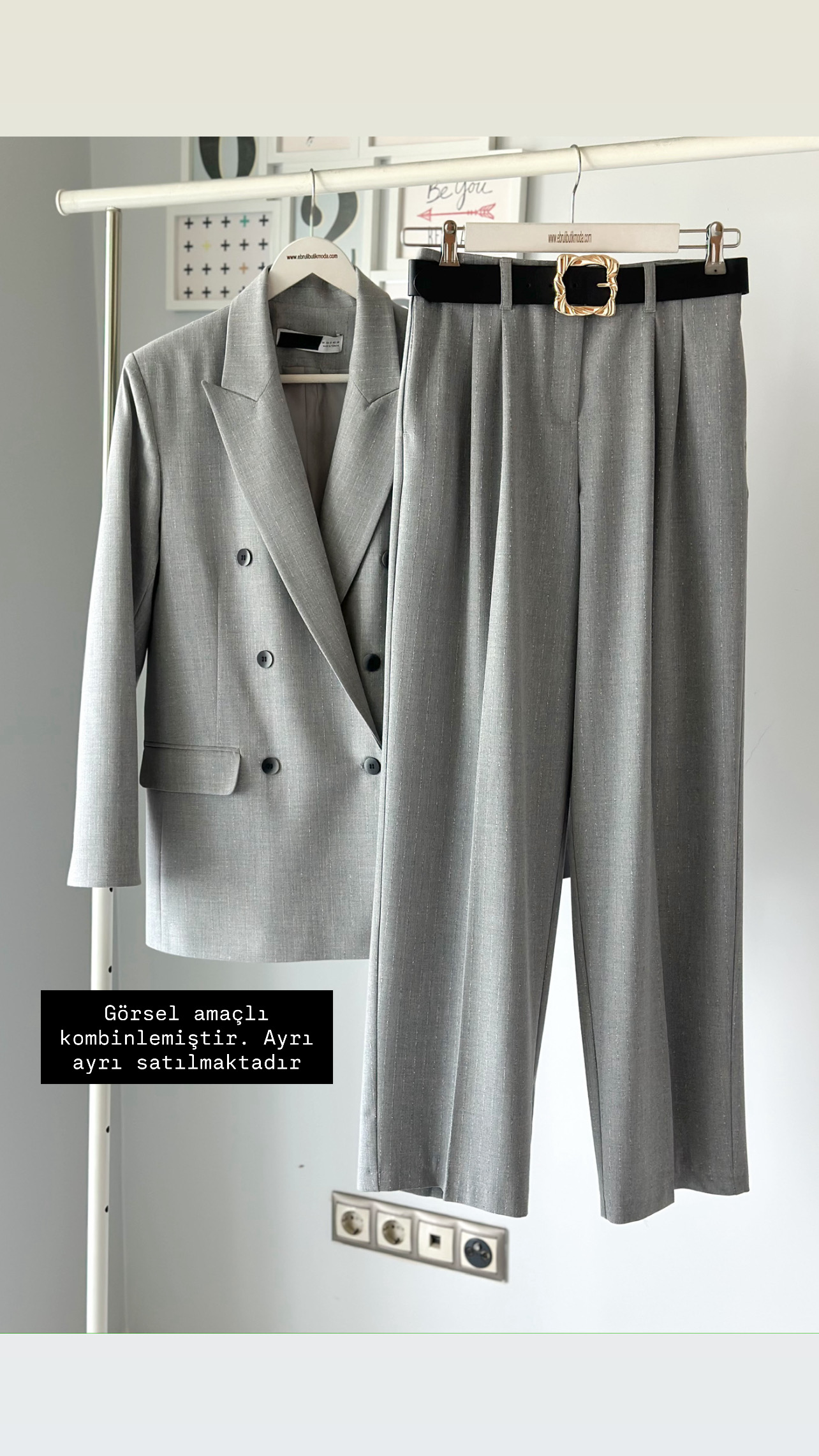 GRİ DOKULU BLAZER CEKET